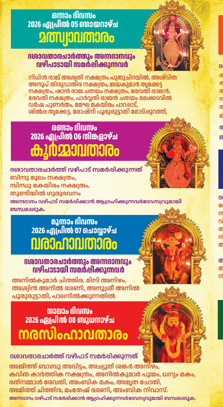 Sree Krishna Swami Temple Chengannur Dasavathara Charthu celebration