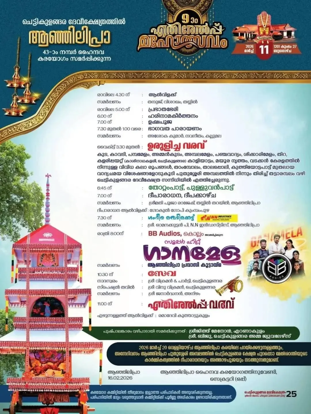 Chenda melam performance at Ethirelppu Mahotsavam 2026