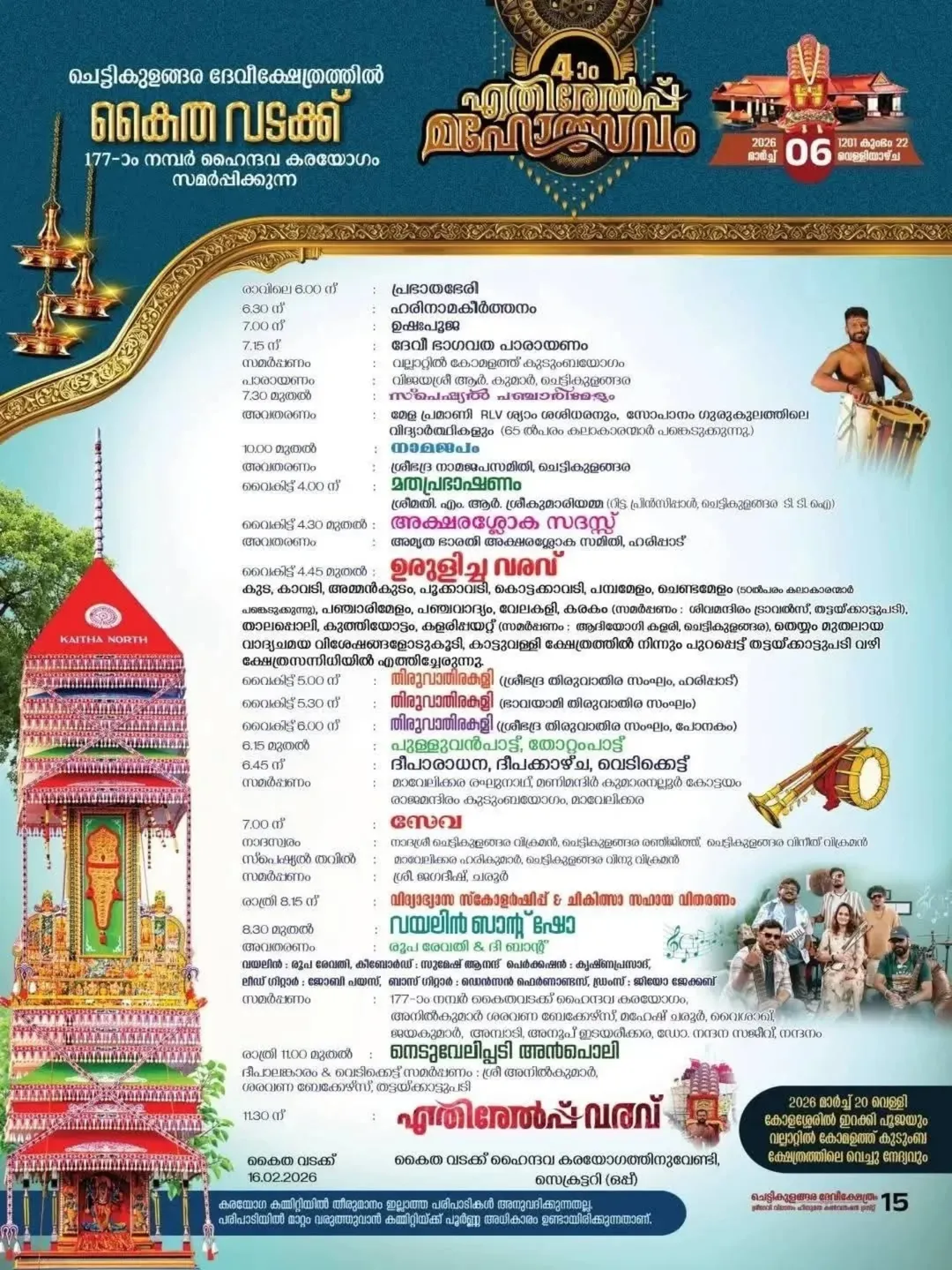 Traditional Theyyam performance at Chettikulangara Mahotsavam