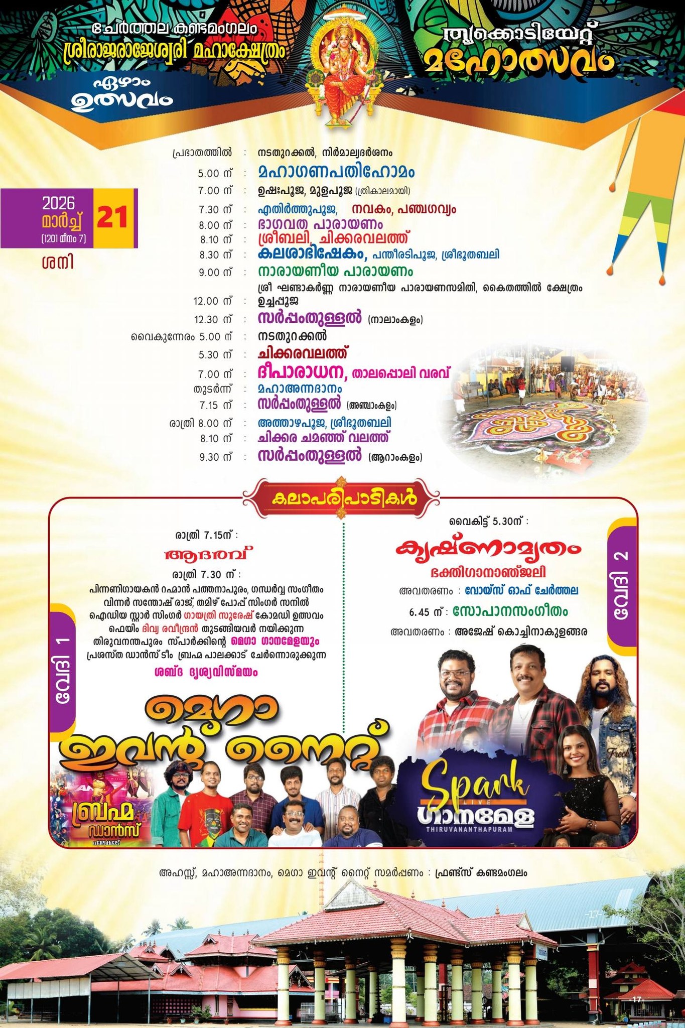 Temple priests performing Deeparadhana in the evening