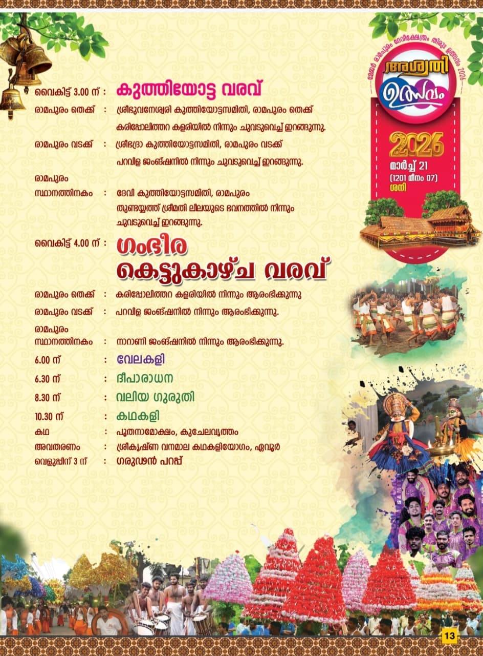 Deepaaradhana and lamp display at Ramapuram Devi Temple festiva