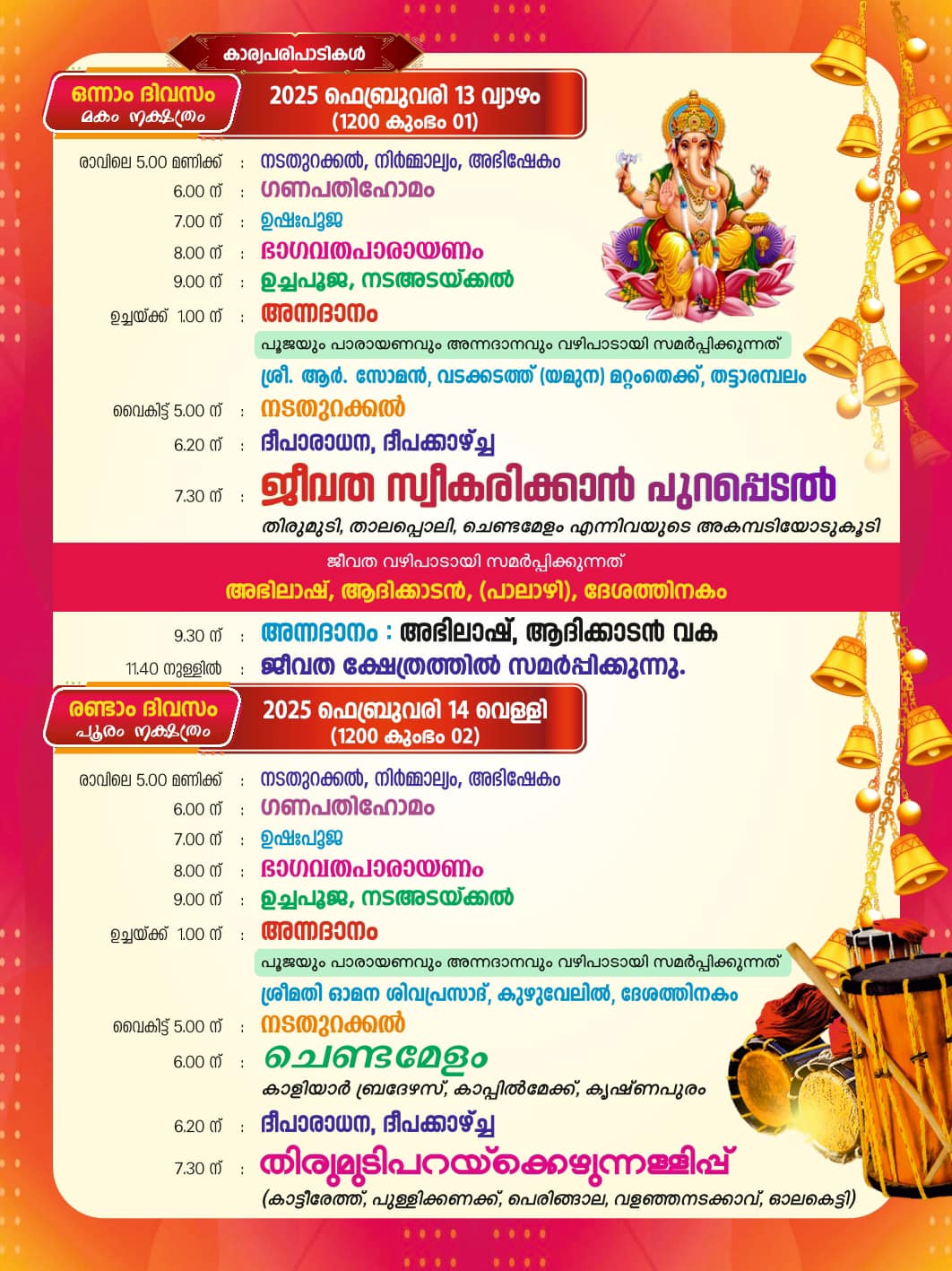 Thirumudi Ezhunnallath procession at Kuzhuvelil Devi Temple 2026