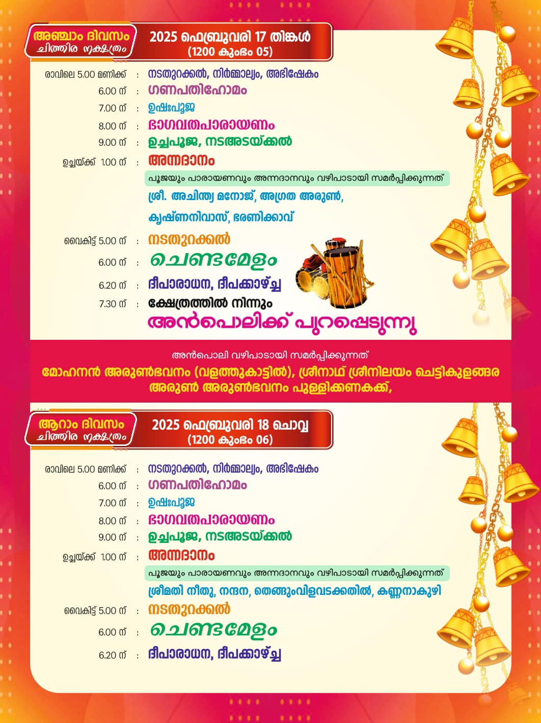 Devotees participating in Kuzhuvelil Devi Temple festival 2026