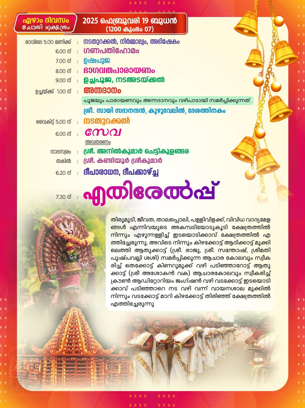 Chenda melam performance at Kuzhuvelil Devi Temple celebrations