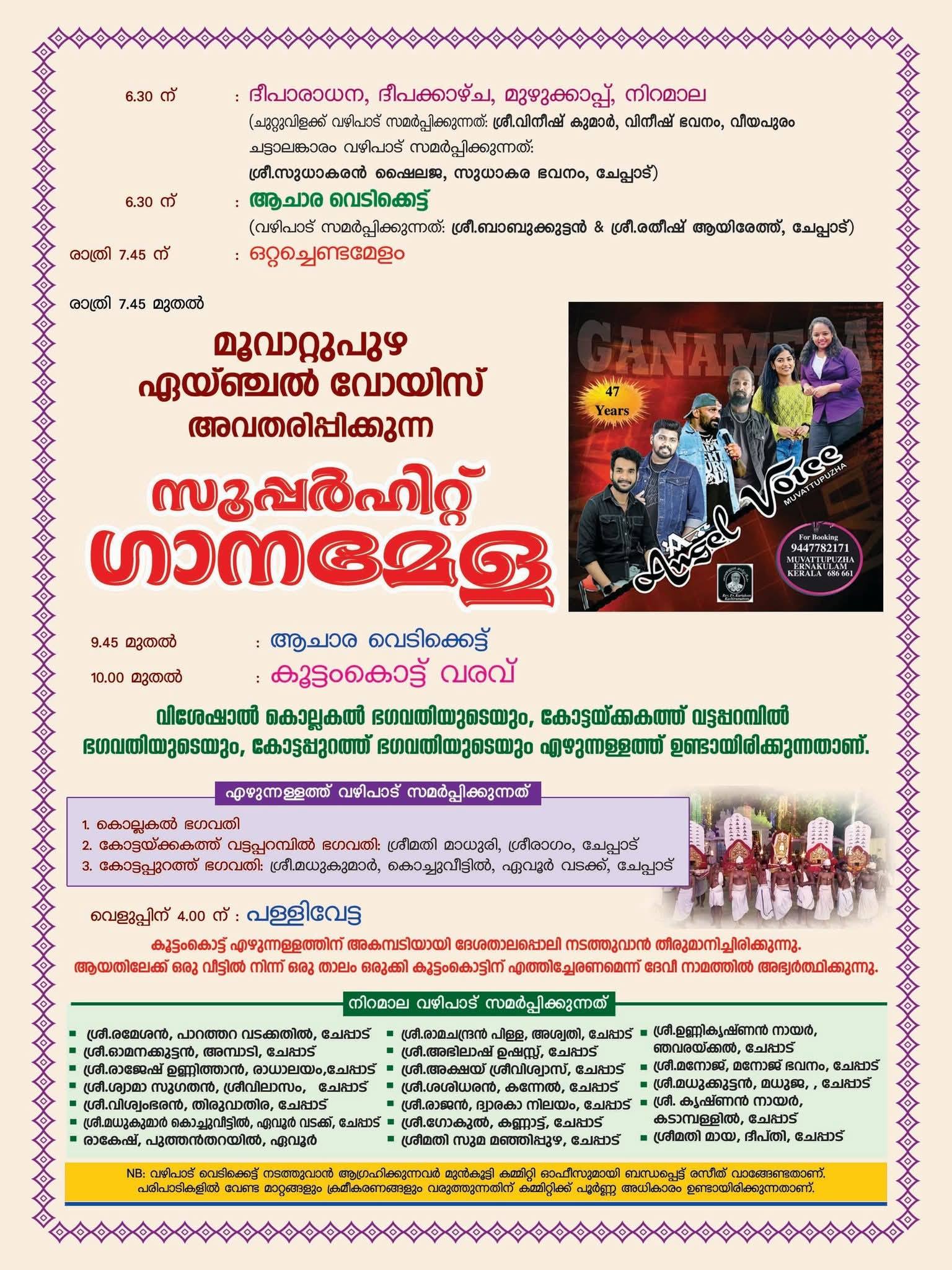 Decorated elephants and devotional ceremonies at Major Vettikkulangara Temple festival