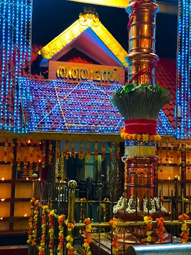 Lord Ayyappa sitting in a temple