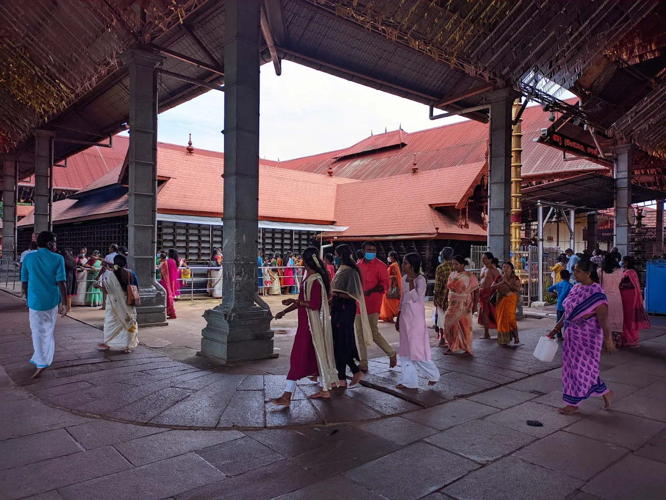 Devotees performing rituals at Chottanikkara Bhagavathy Temple during festival celebrations