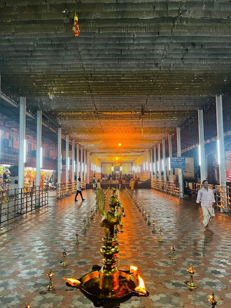 Devotees performing rituals at Chottanikkara Bhagavathy Temple during festival celebrations