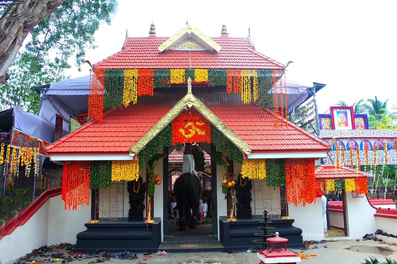 Sreenivasa Kovil temple pond Vanjiyeduppe festival ritual Kerala temple scene