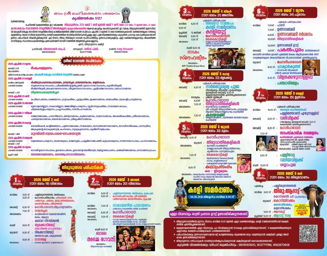 Devotees participating in Srimad Bhagavata Saptaham and Thiruvutsavam at Cheriyath Sreekrishna Swamy Temple festival