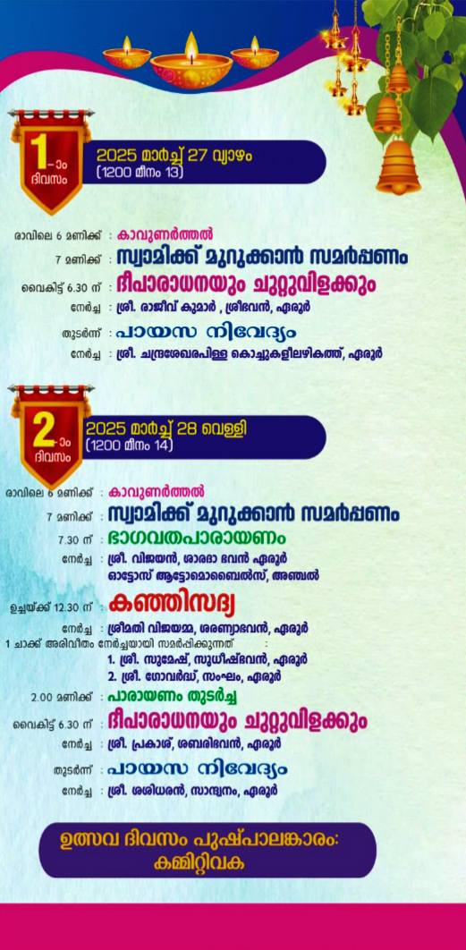ഏരൂർ പന്തളത്ത് പേസ്വാമിക്കാവ് ക്ഷേത്ര മഹോത്സവം