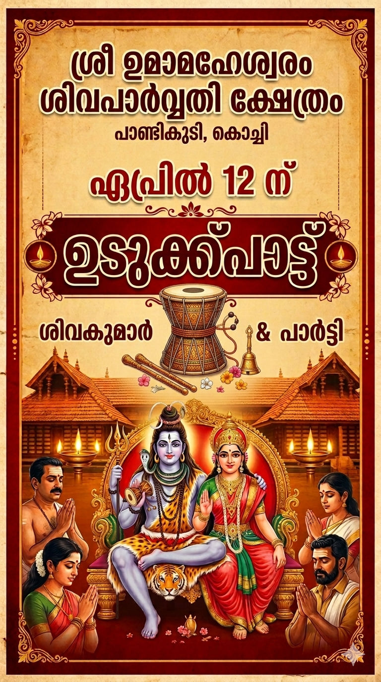 Udakkupaattu Sree Umamaheswaram Shiva Parvathy Temple Ernakulam Kerala