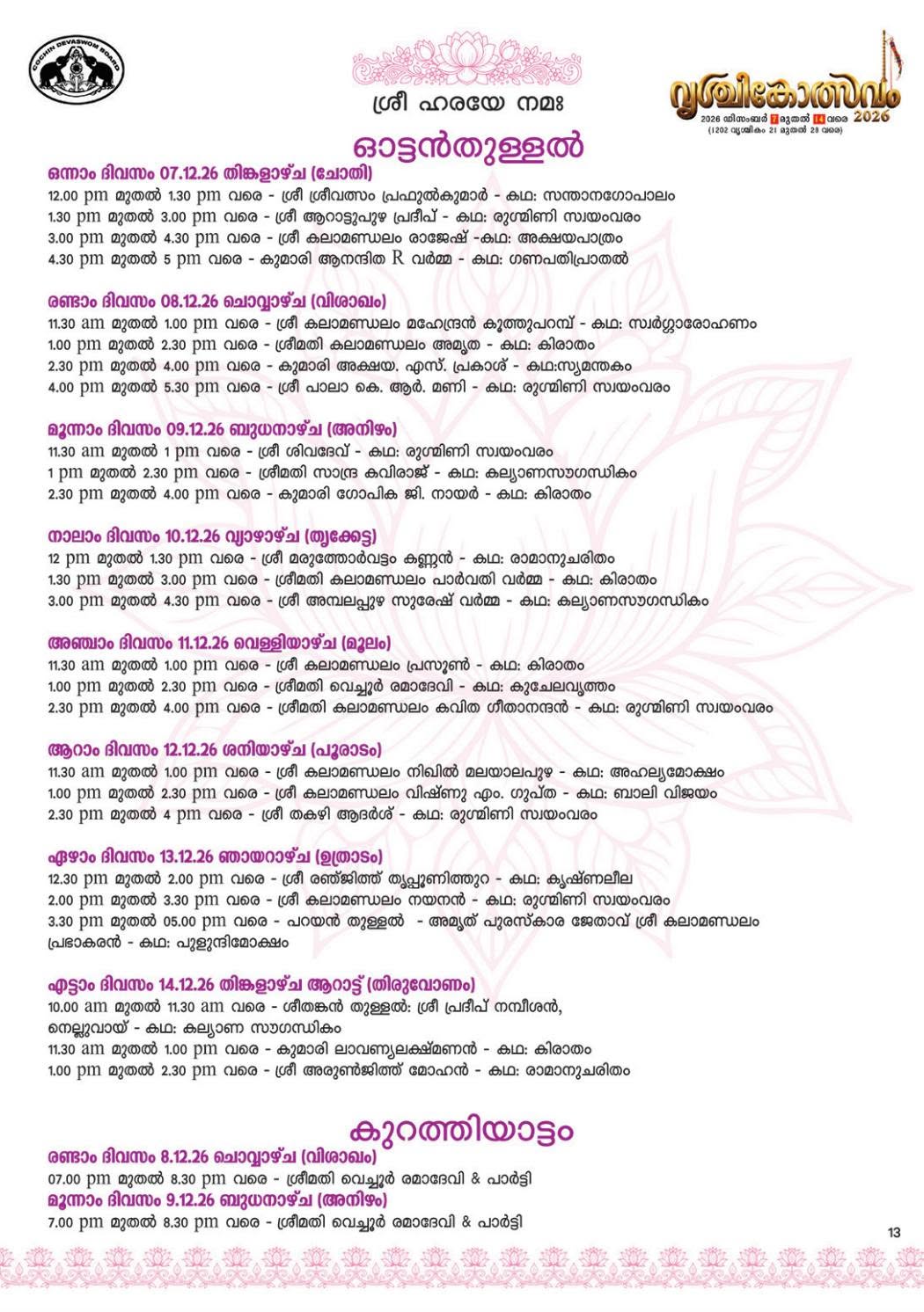 Thrikketta Purappadu at Tripunithura Temple