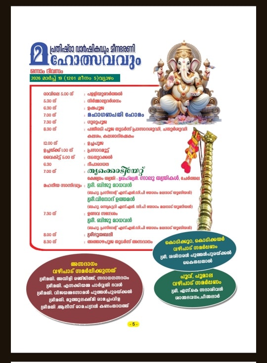 Devotees offering prayers during Prathishta Varshikam 2026 at Cheenthalar Temple