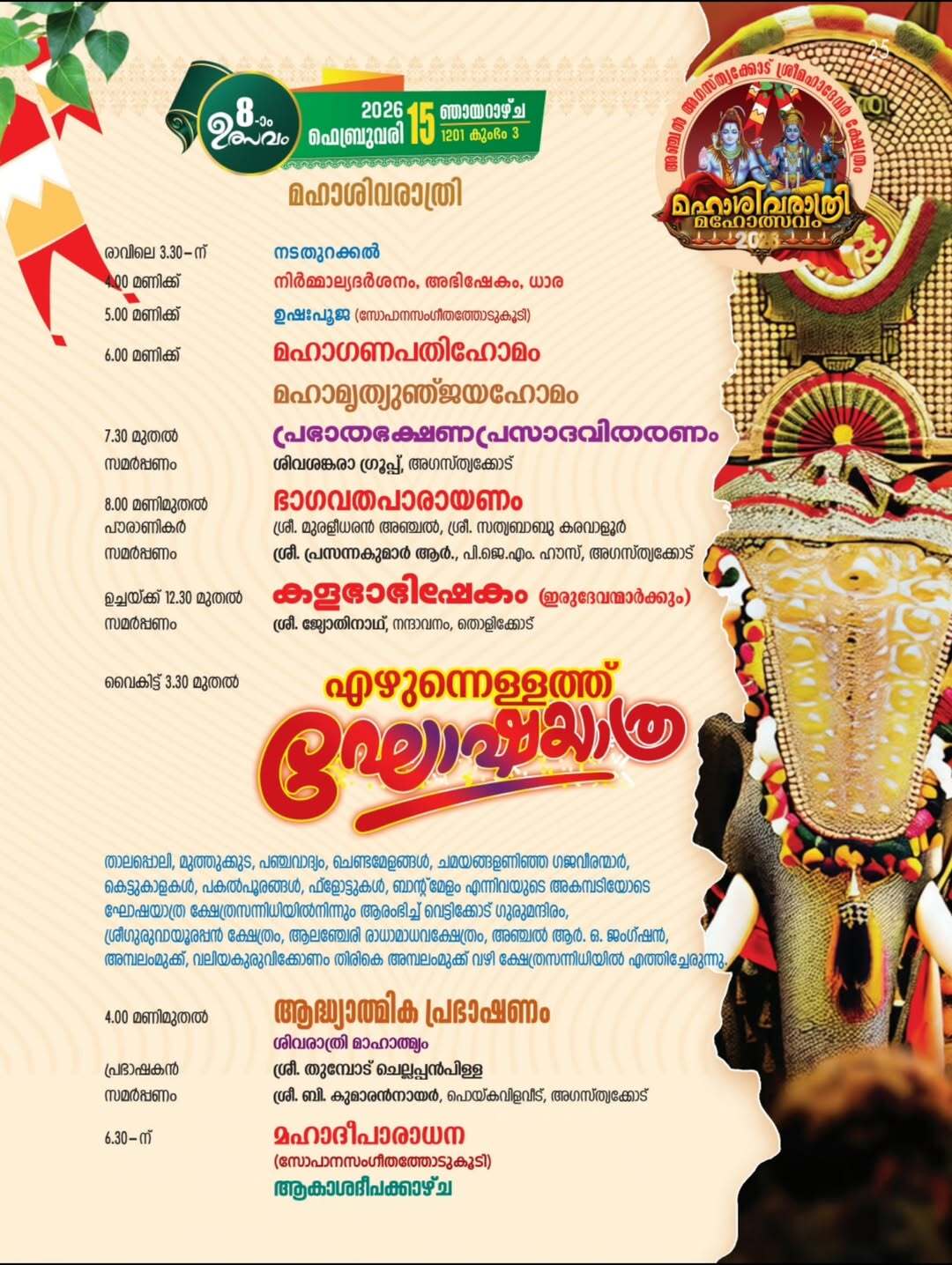 Temple festival crowd at Agasthyacodu Sri Mahadeva Temple