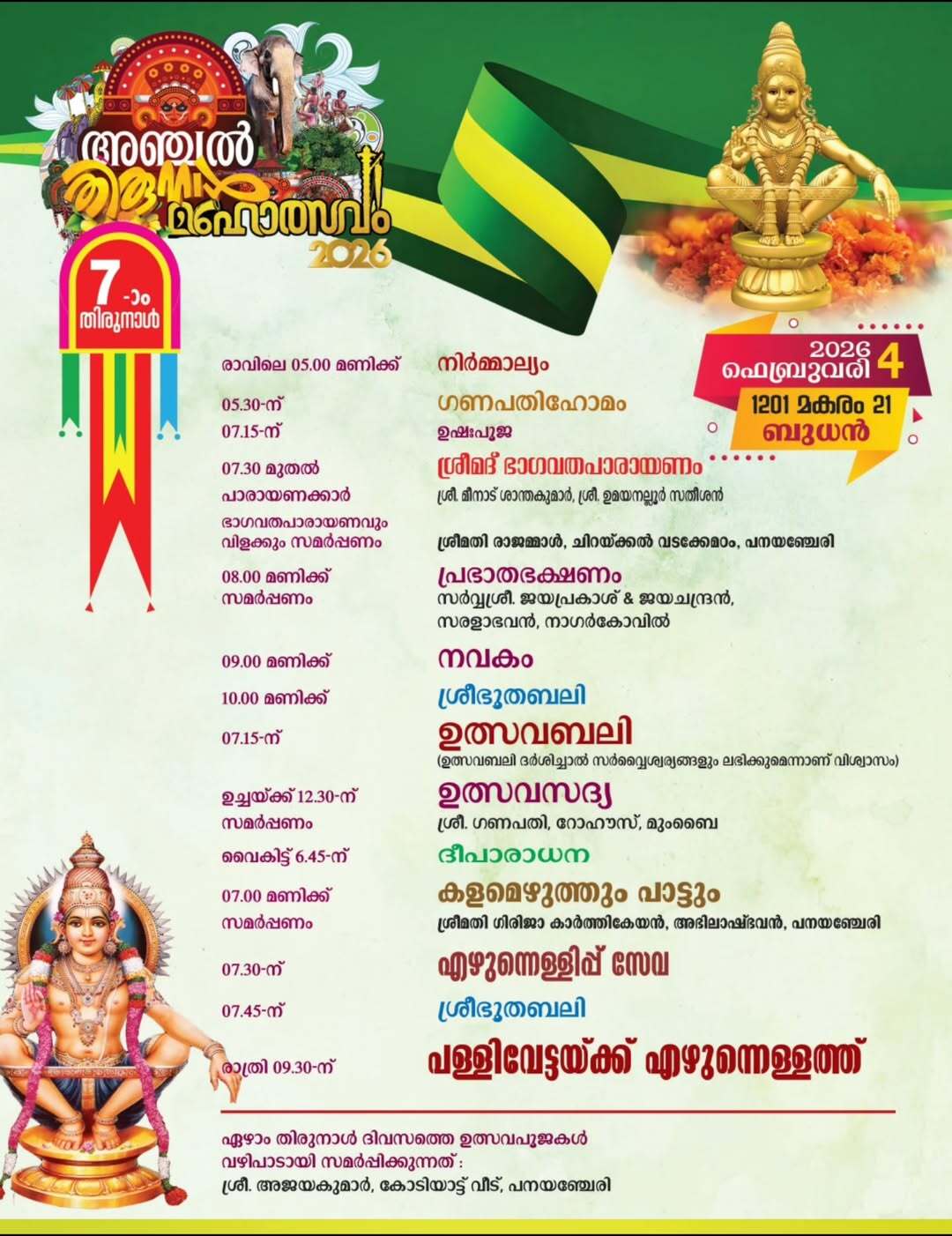 Neyyabhishekam ritual at Panayamchery Sree Dharma Sastha Temple