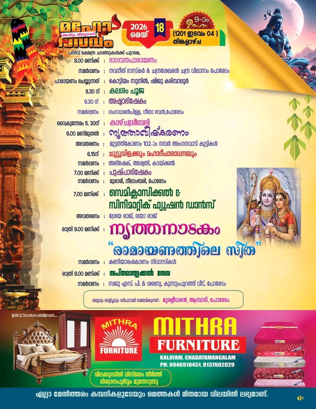 Kalabhabhishekam rituals Mahadevar Temple Kollam Kerala