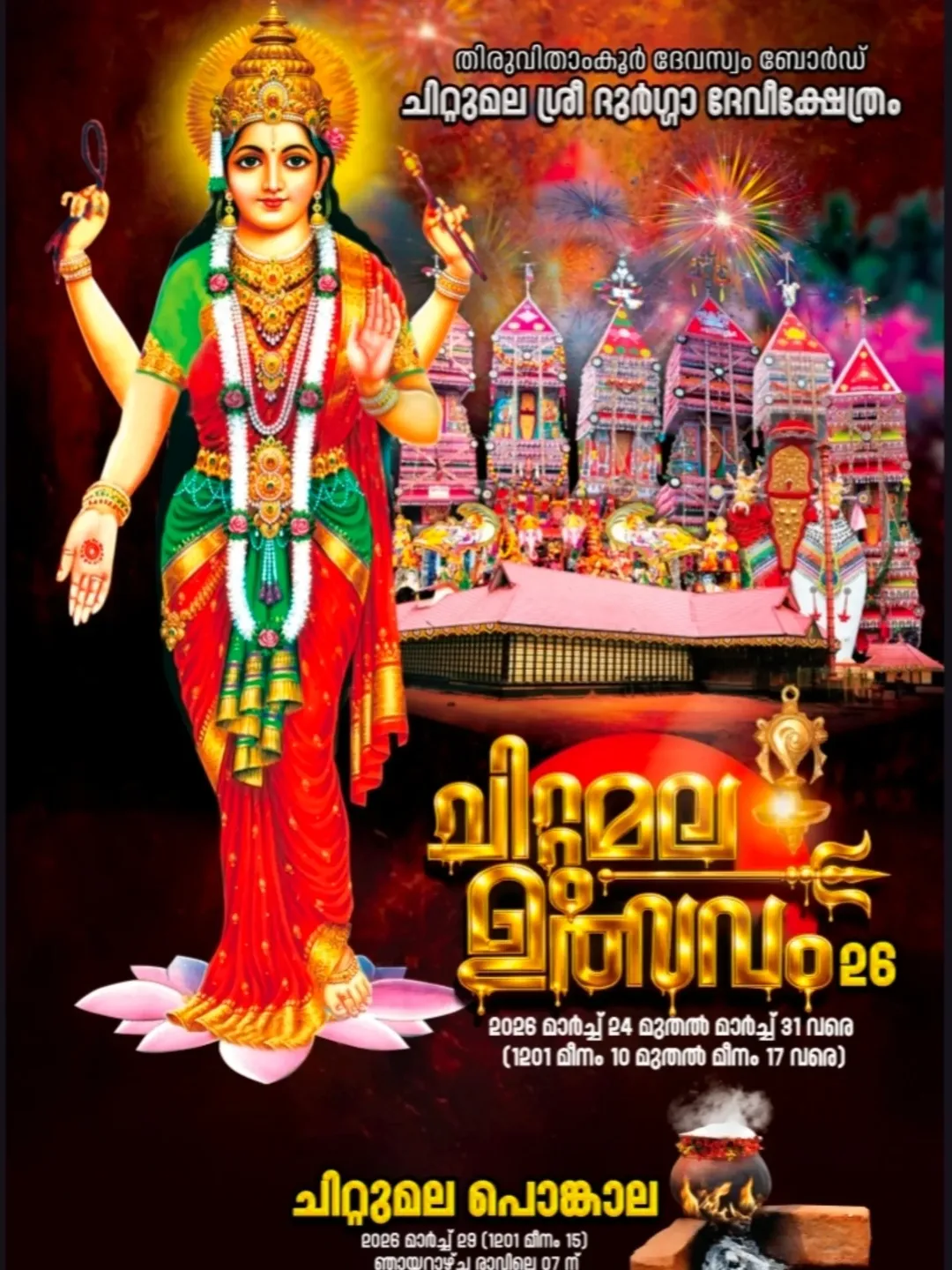 Chittumala Pongala 2026 at Chittumala Sree Durga Devi Temple Kollam Kerala