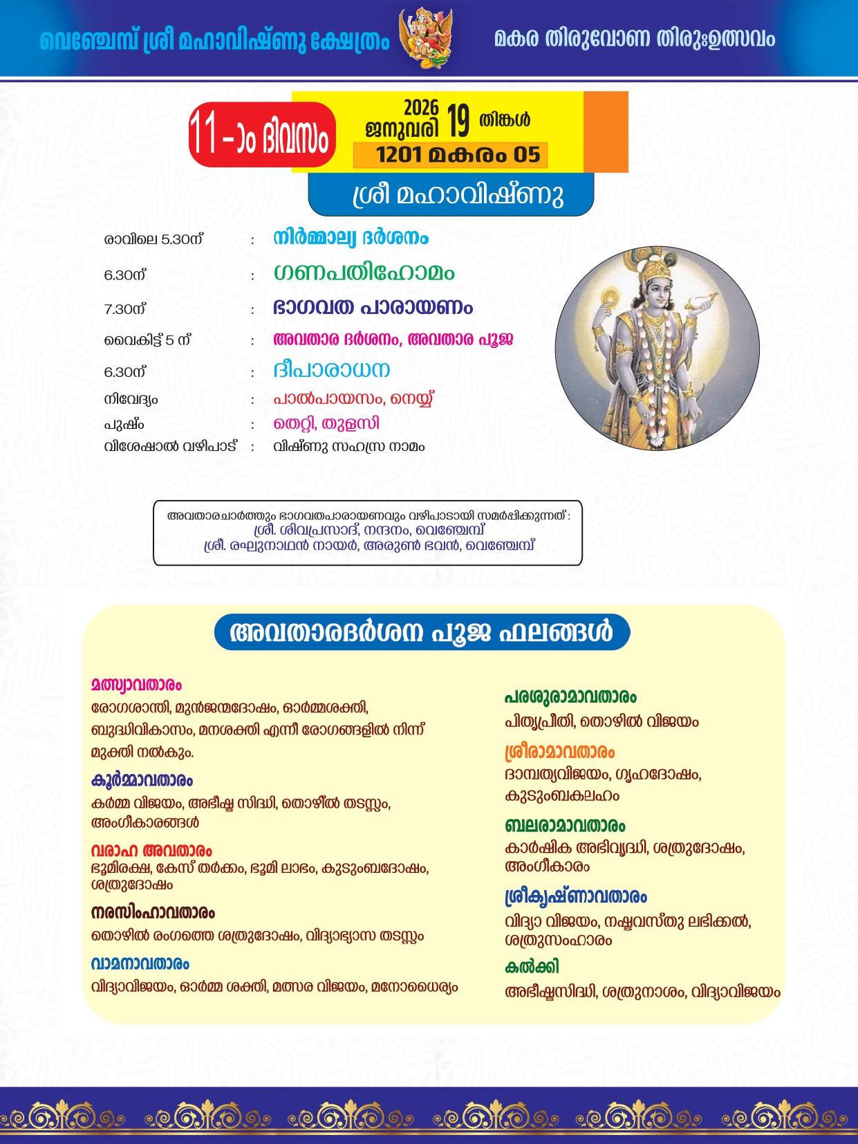 Annadanam serving devotees during Makara Thiruvona Thiruvutsavam
