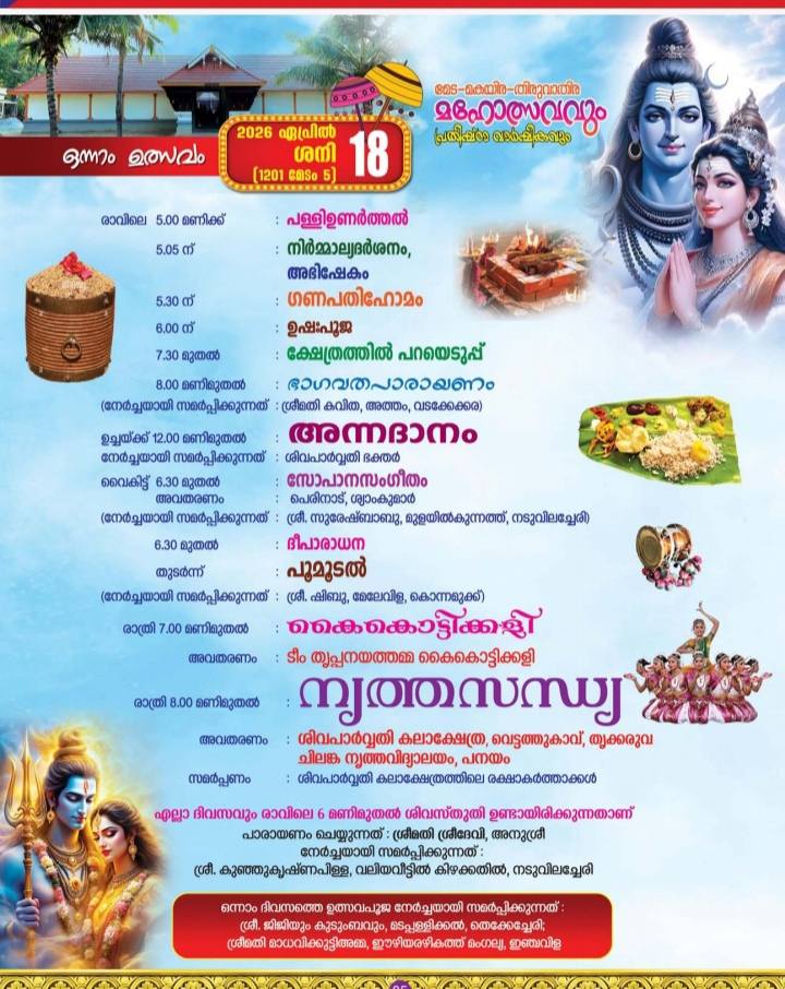 Devotees performing rituals during Thrikkaruva Vettathukavu Sree Sivaparvathy Temple festival