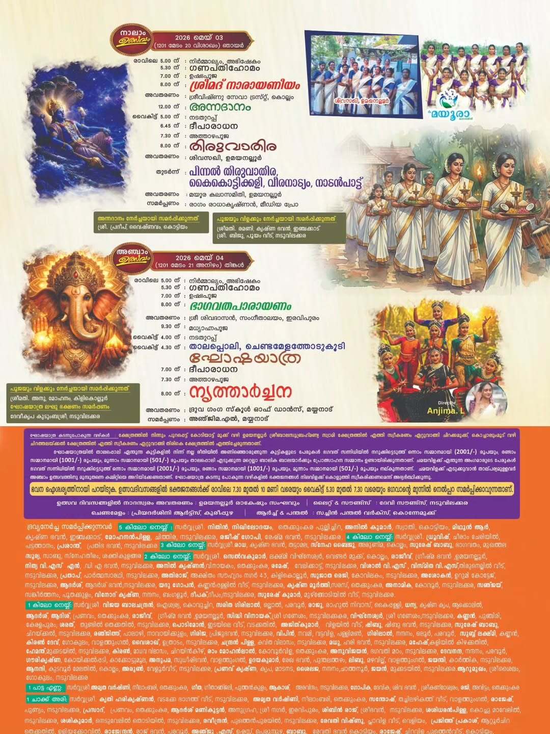 Sri Narasimha Murthy Temple Kollam annual festival celebrations 2026