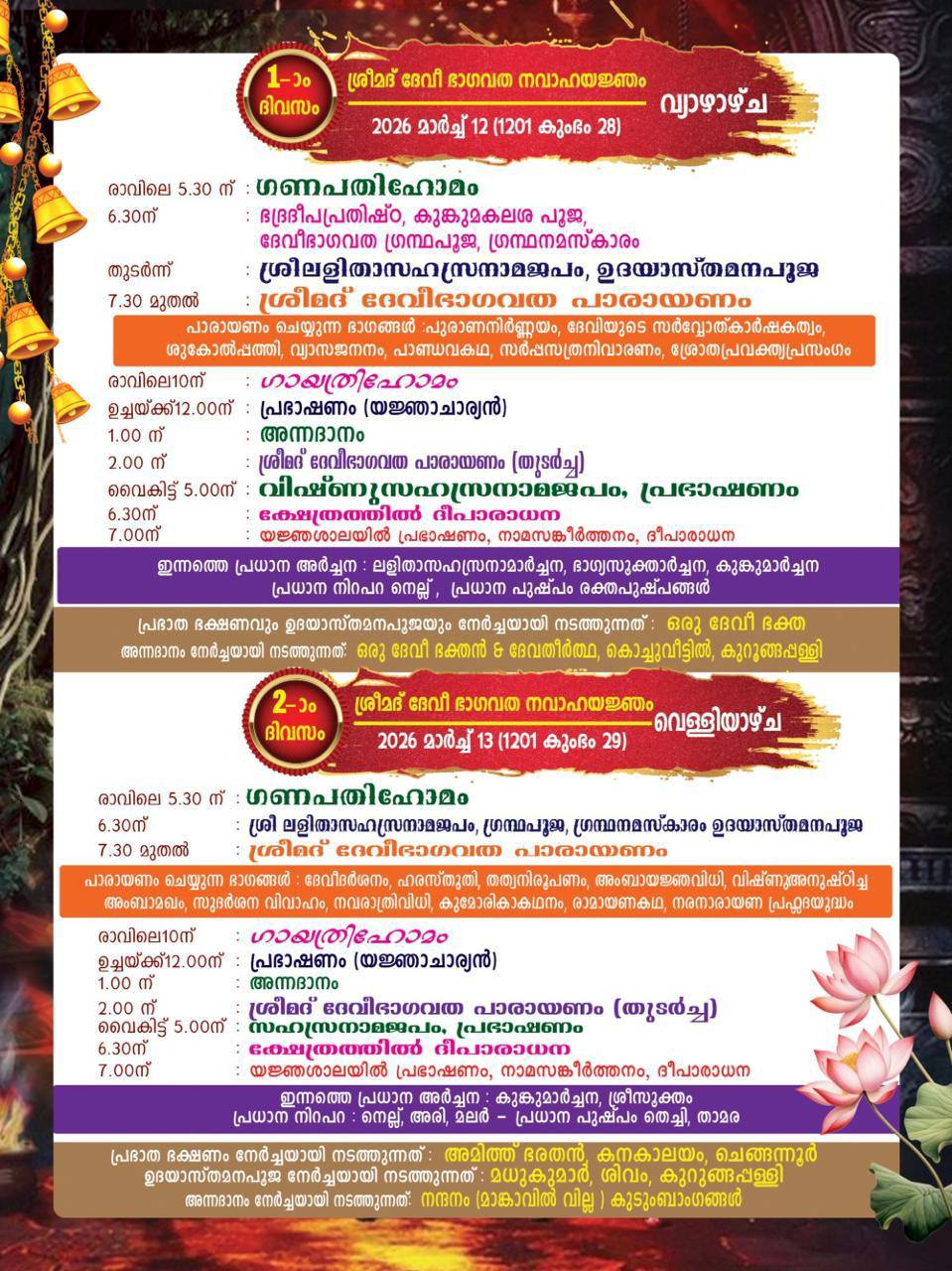 Traditional rituals during Aswathi Bharani festival at Kurungappally Temple Kollam