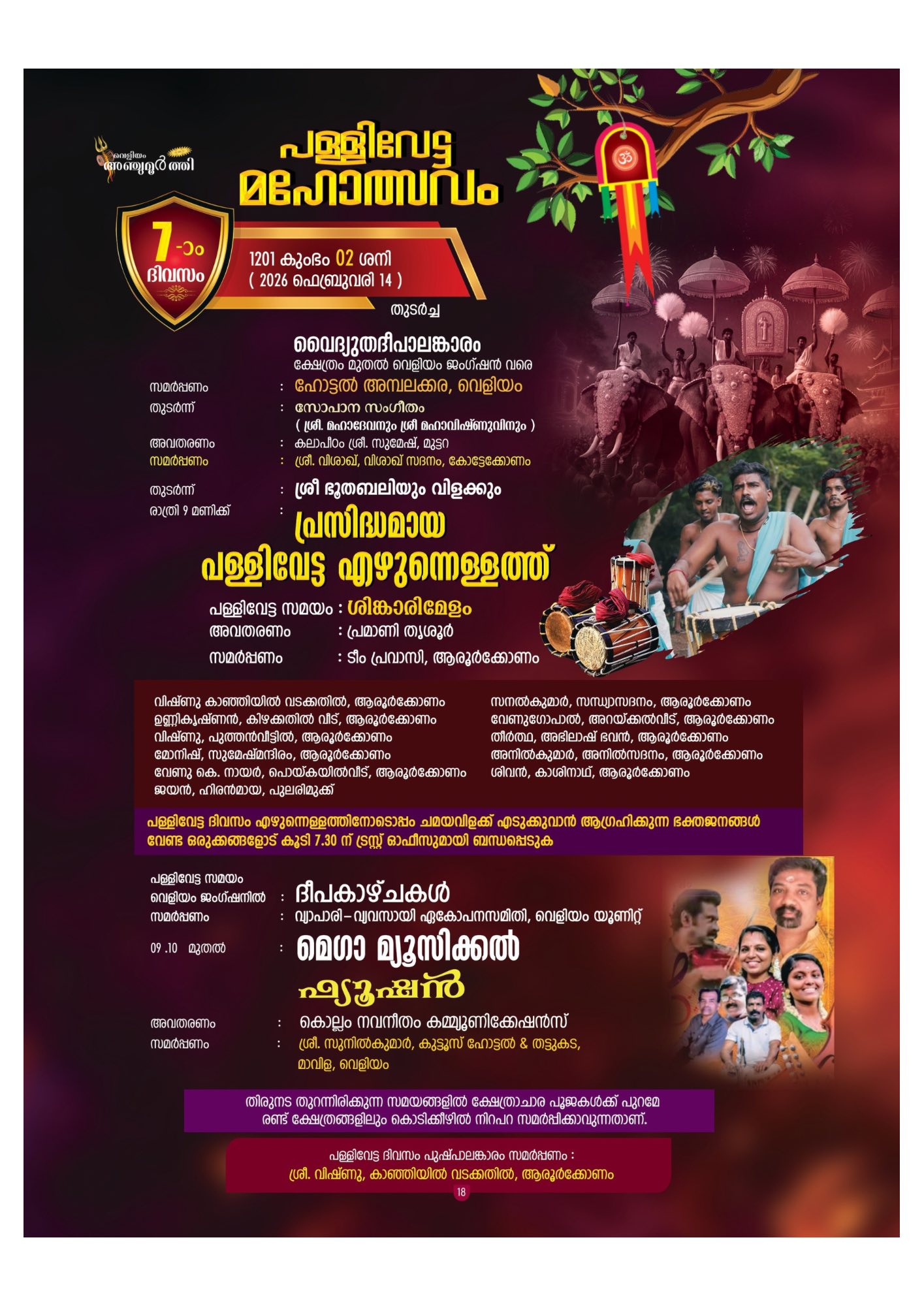 Sacred rituals of Pallivetta Maha Shivaratri Veliyam