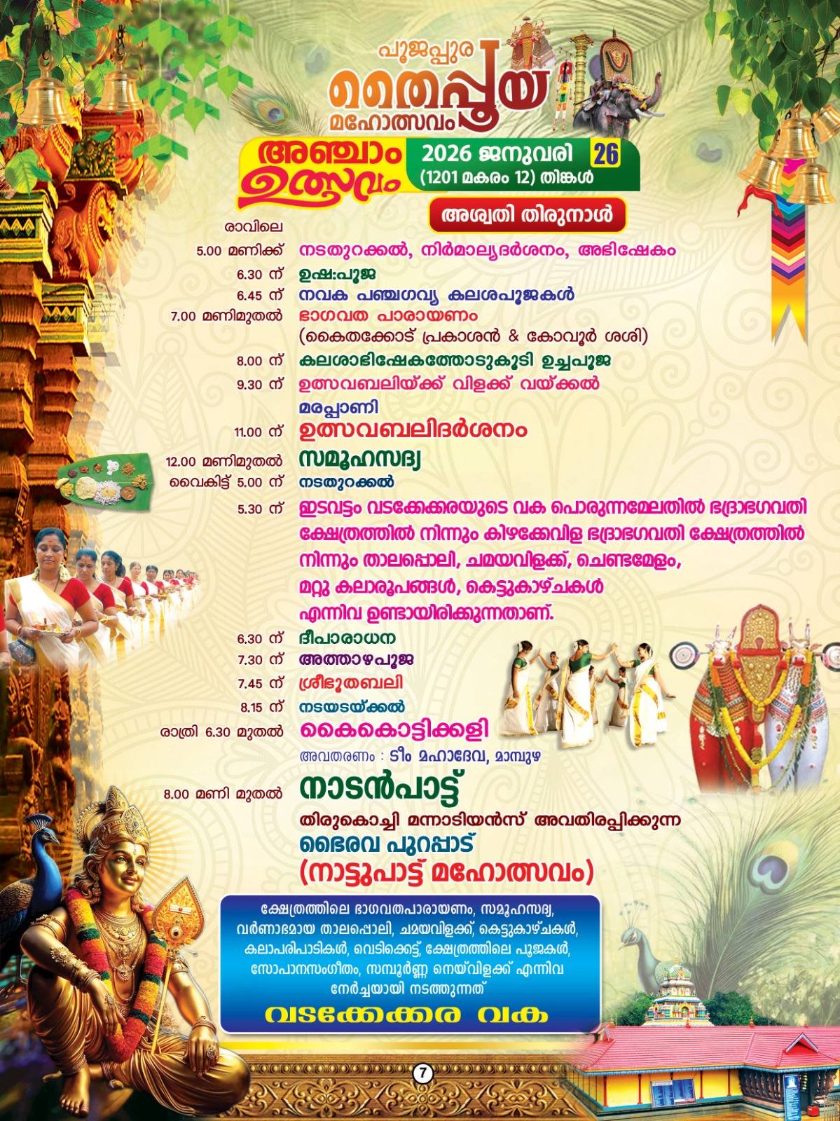 Fireworks display at Poojappura Thaipooyam festival