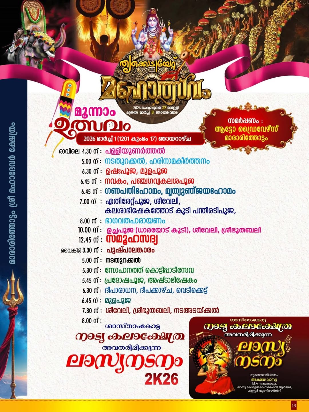 Kalashabhishekam ceremony at Sree Mahadevar Temple Kollam