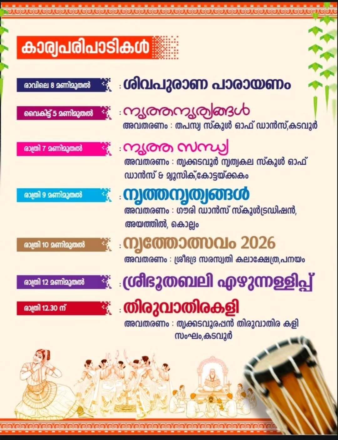 Devotees participating in Maha Shivaratri night rituals at Thrikkadavoor Mahadeva Temple Kerala