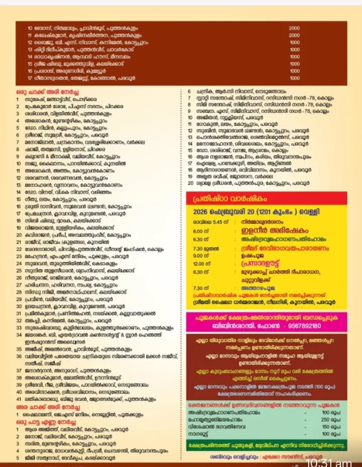 Deepa Aradhana and lamp circumambulation during Thiruvathira festival