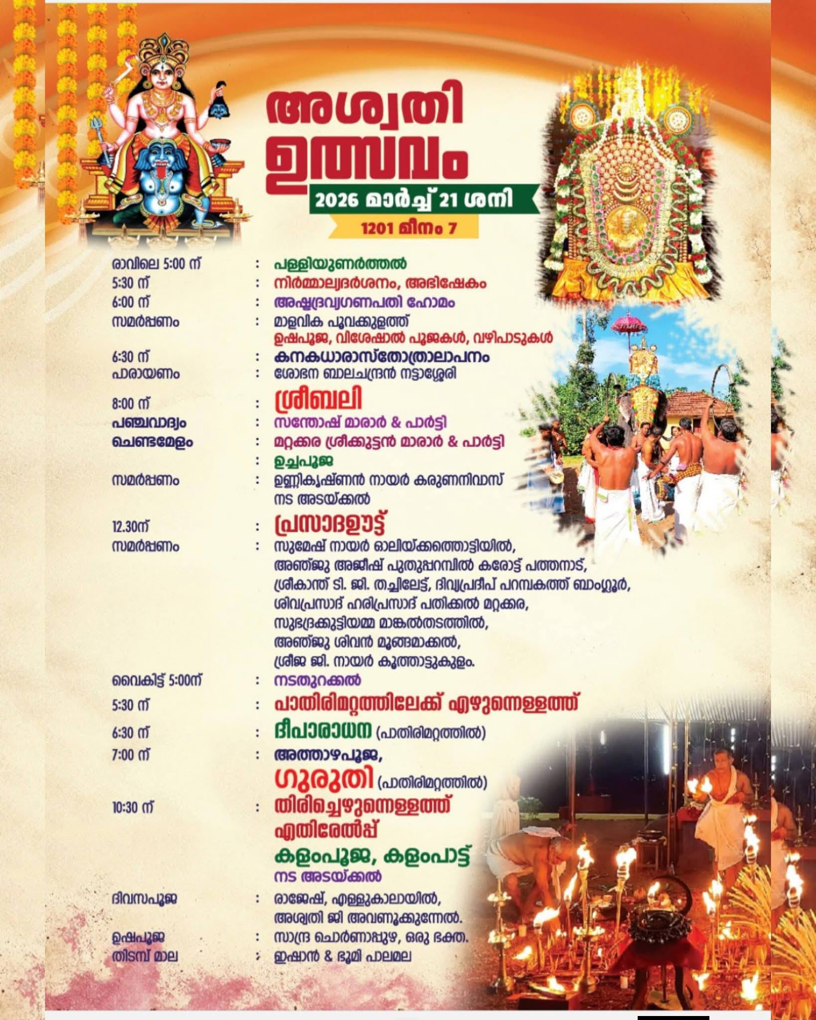 Temple flag hoisting ceremony at Mattakkara Thuruthippally Bhagavathi Temple