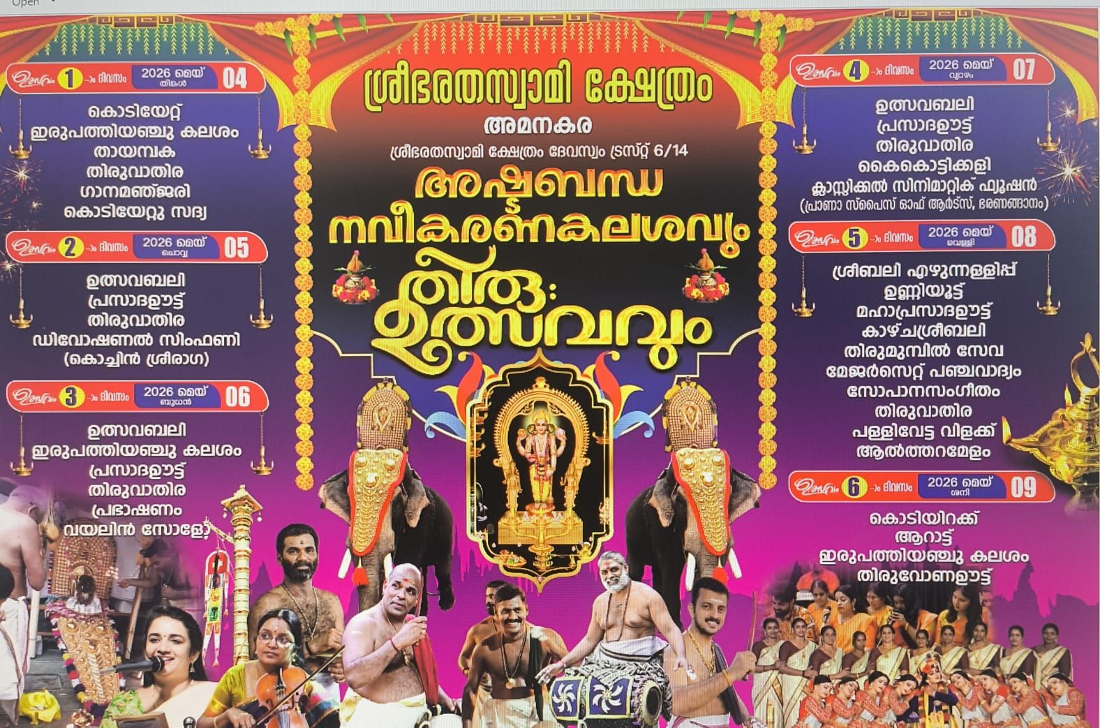 Ashtabandha Navikarana Kalasham & Thiruvutsavam Amanakara Sree Bharathaswamy Temple Kottayam Kerala
