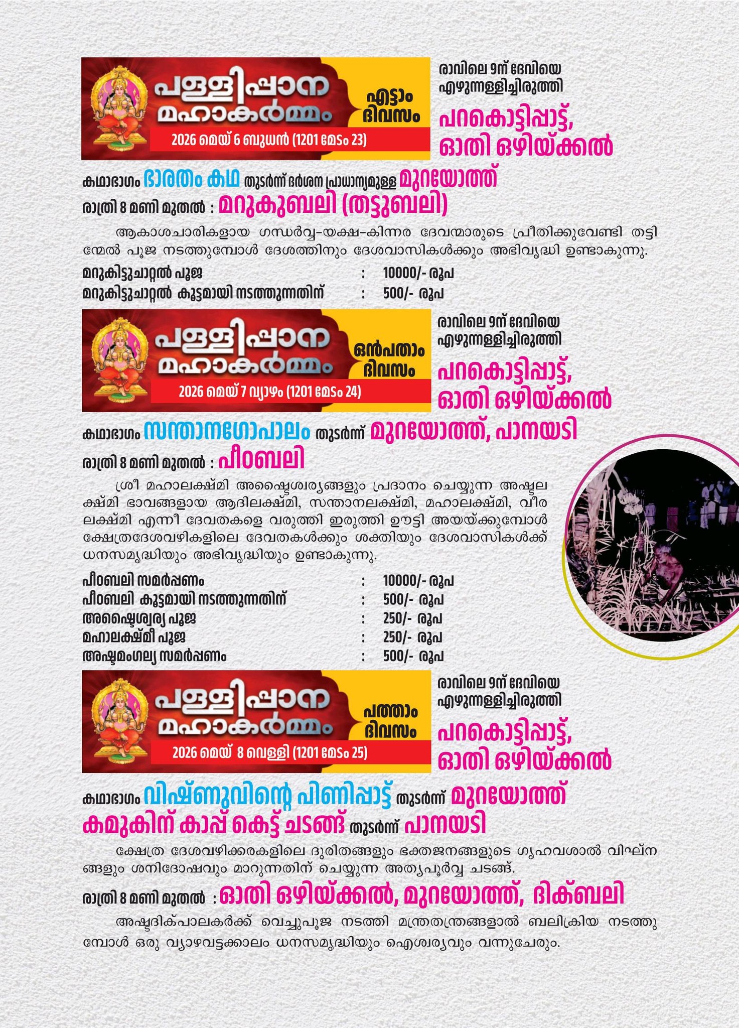 Kumbubali and final rituals of Pallippana festival at Manarcad Bhagavathi Temple