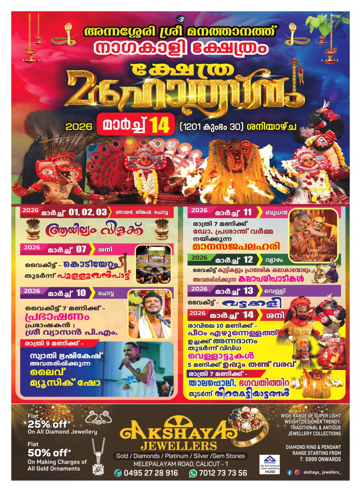 Mahotsavam Annasseri Sree Manathanath Nagakali Temple Kozhikode Kerala