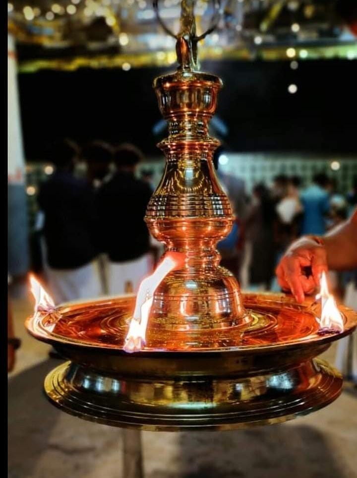 Thiruvalathur Sree Randumoorthi Temple illuminated with 10,000 stone lamps during Thrikarthika Mahotsavam