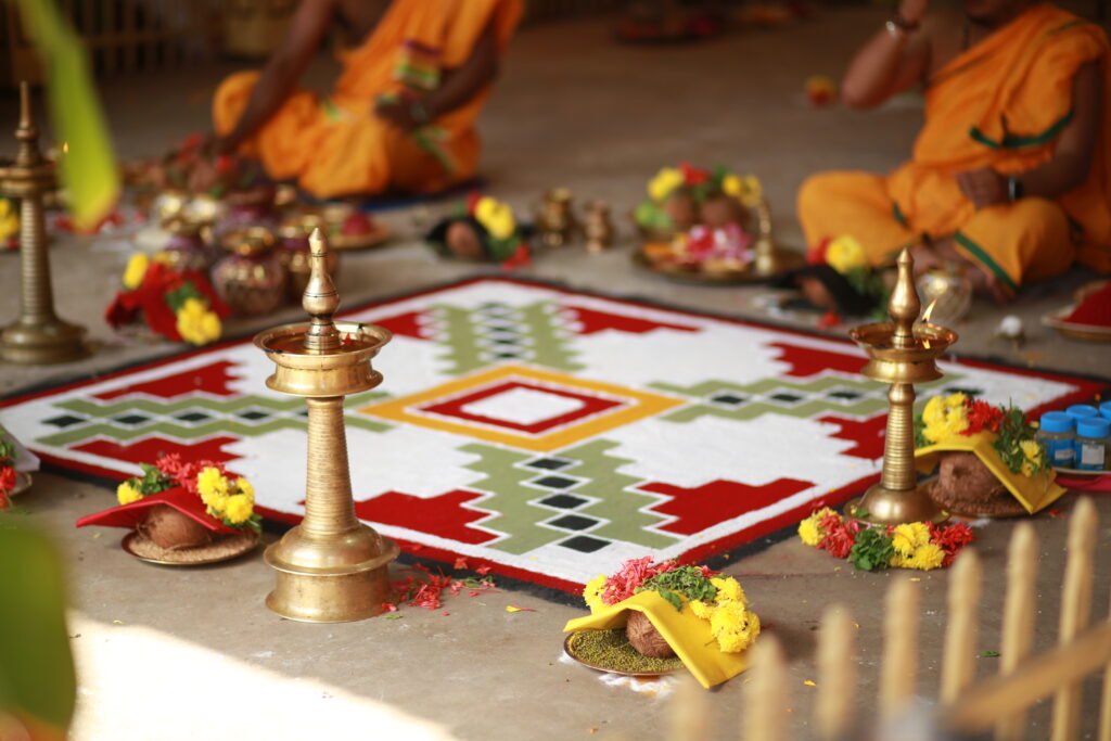 Devotees participating in Chandika Homam for blessings and success