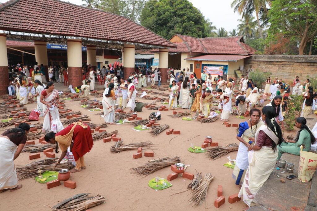 Sacred rice offering boiling over during Ponkala celebration