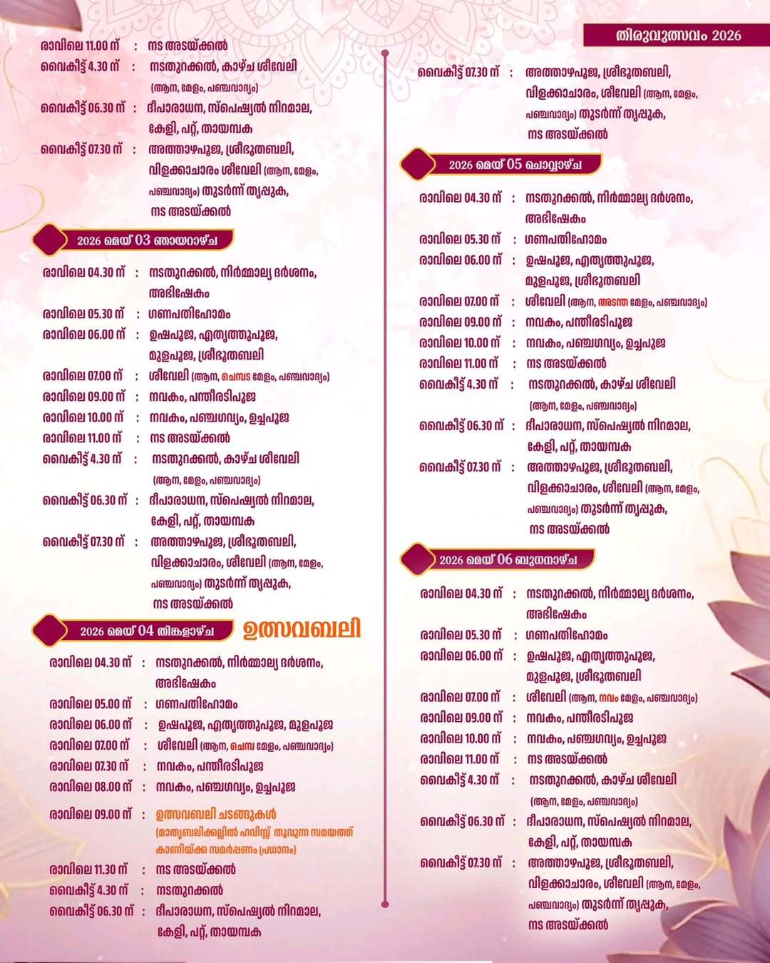 Panchavadyam performance Thiruvutsavam 2026 Palakkad