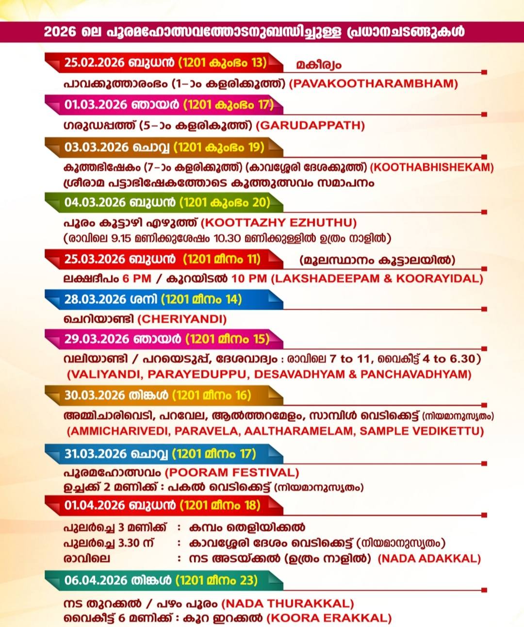 Kavasseri Pooram 2026 festival entrance at Parakkattu Shree Bhagavathy Temple