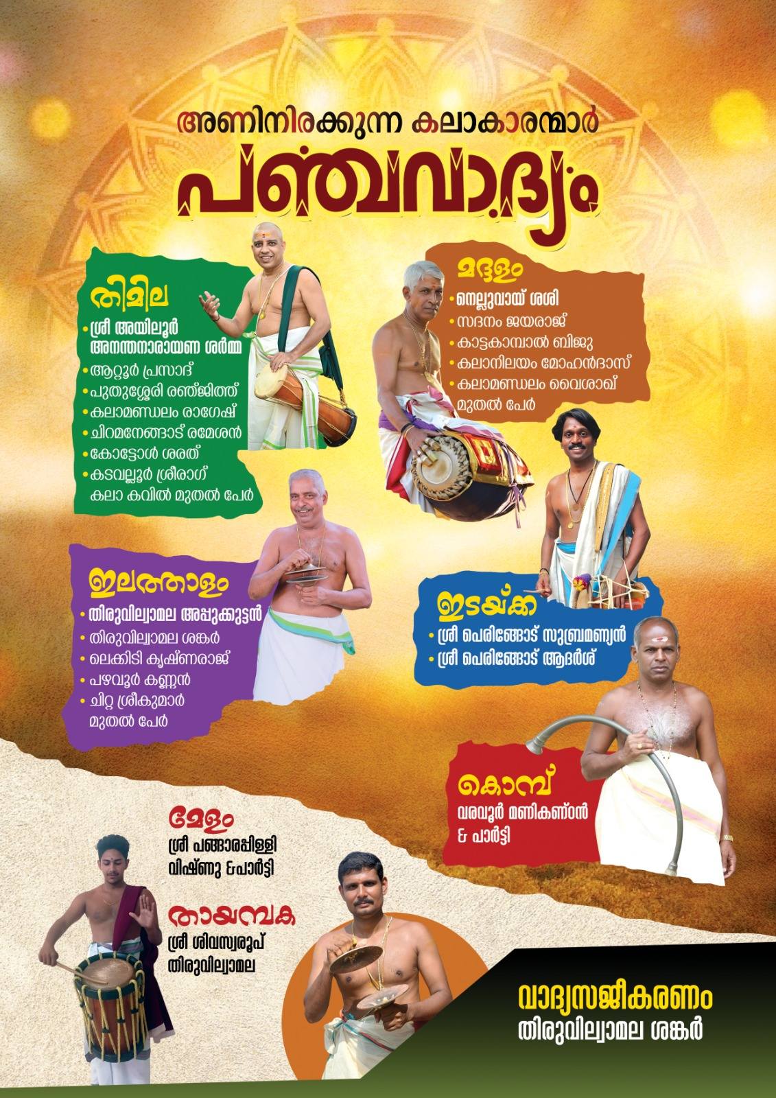 Panchavadyam performance during Vishu Vela Mahotsavam at Plazhy Parappuram Temple