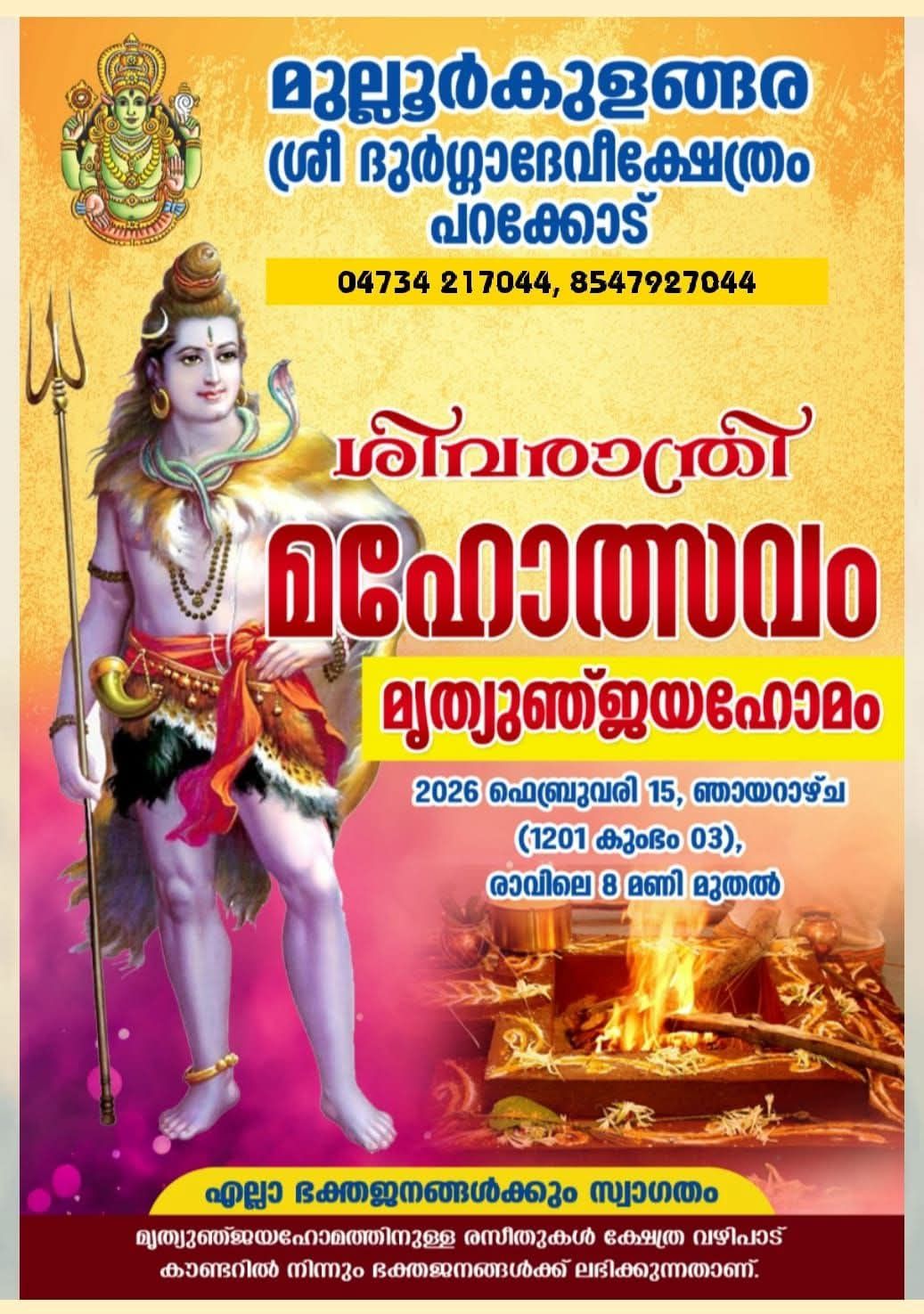 Shivaratri Mahotsavam Mulloorkulangara Sree Durga Devi Temple Pathanamthitta Kerala