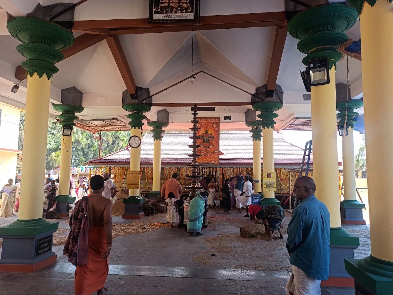Aerial view of Sree Chiravarambathukavu Bhagavathi Temple surrounded by greenery in Thrissur