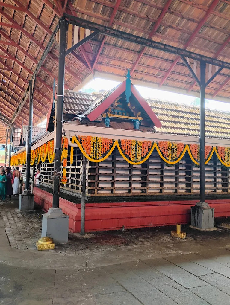 Temple courtyard of Nelluvaya Sree Dhanwanthari Temple  with devotee
