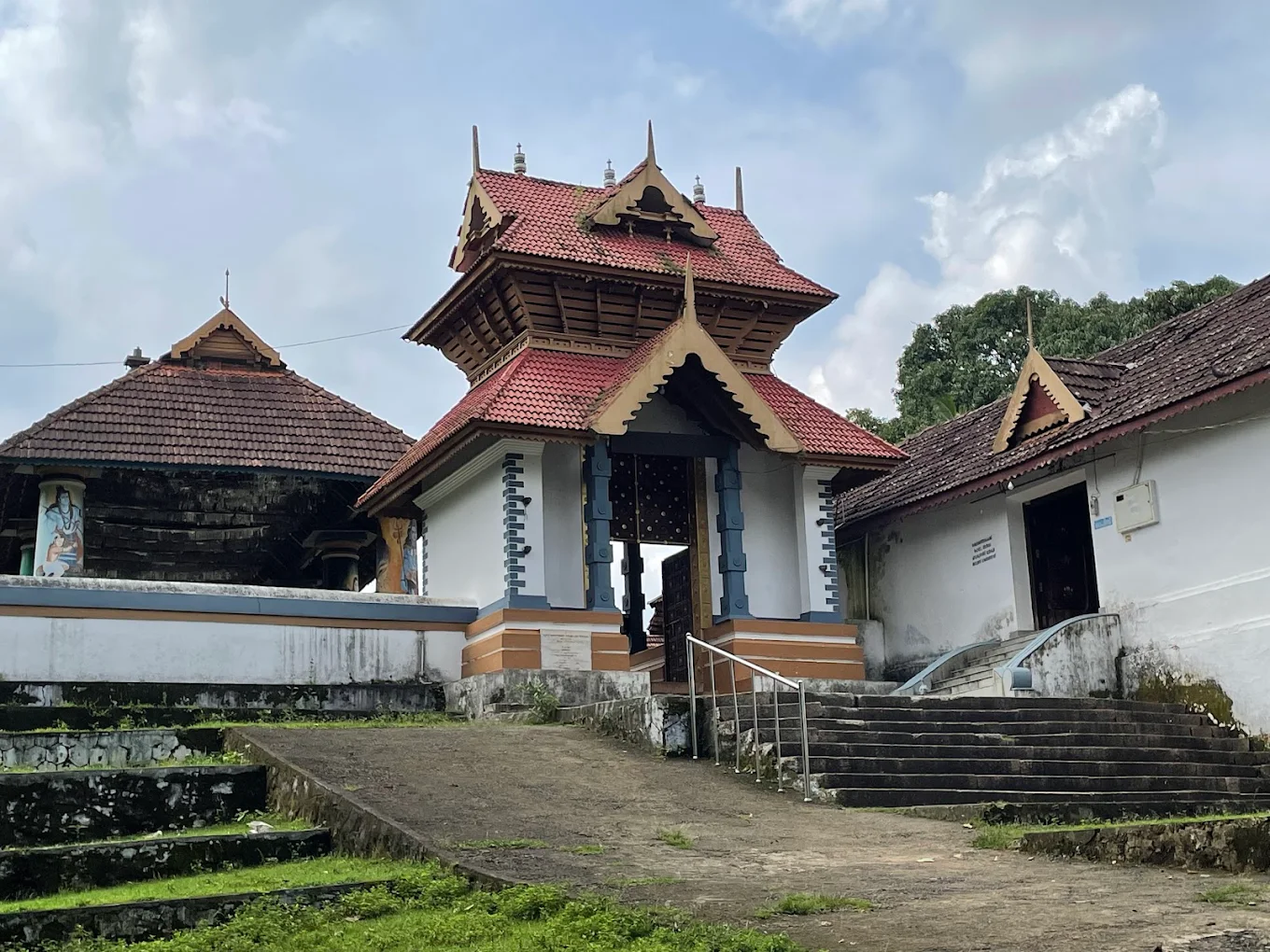 Front view of Thrikkur Mahadeva Cave Temple in Thrissur
