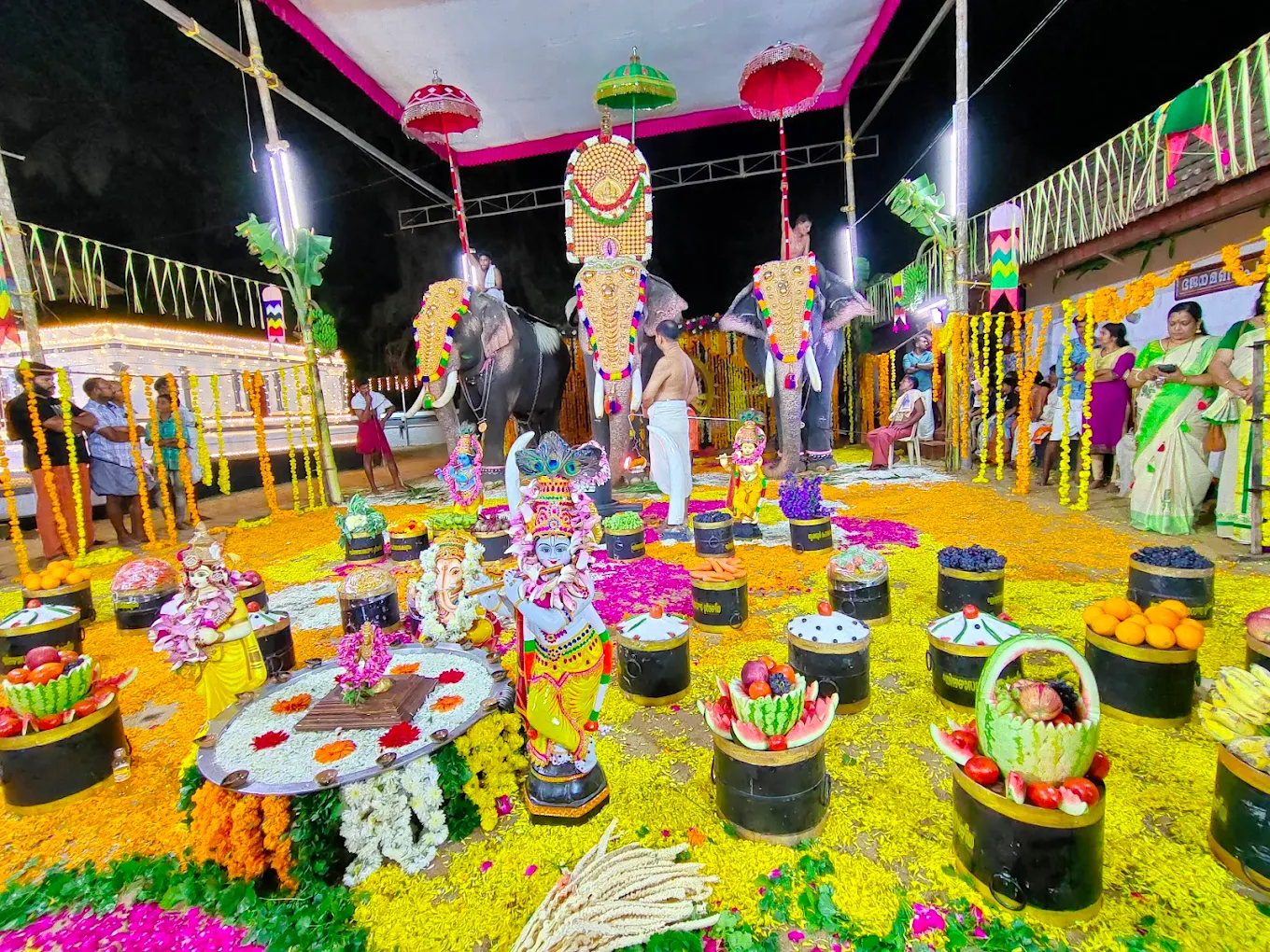 Rock-carved mandapam at Thrikkur Mahadeva Temple