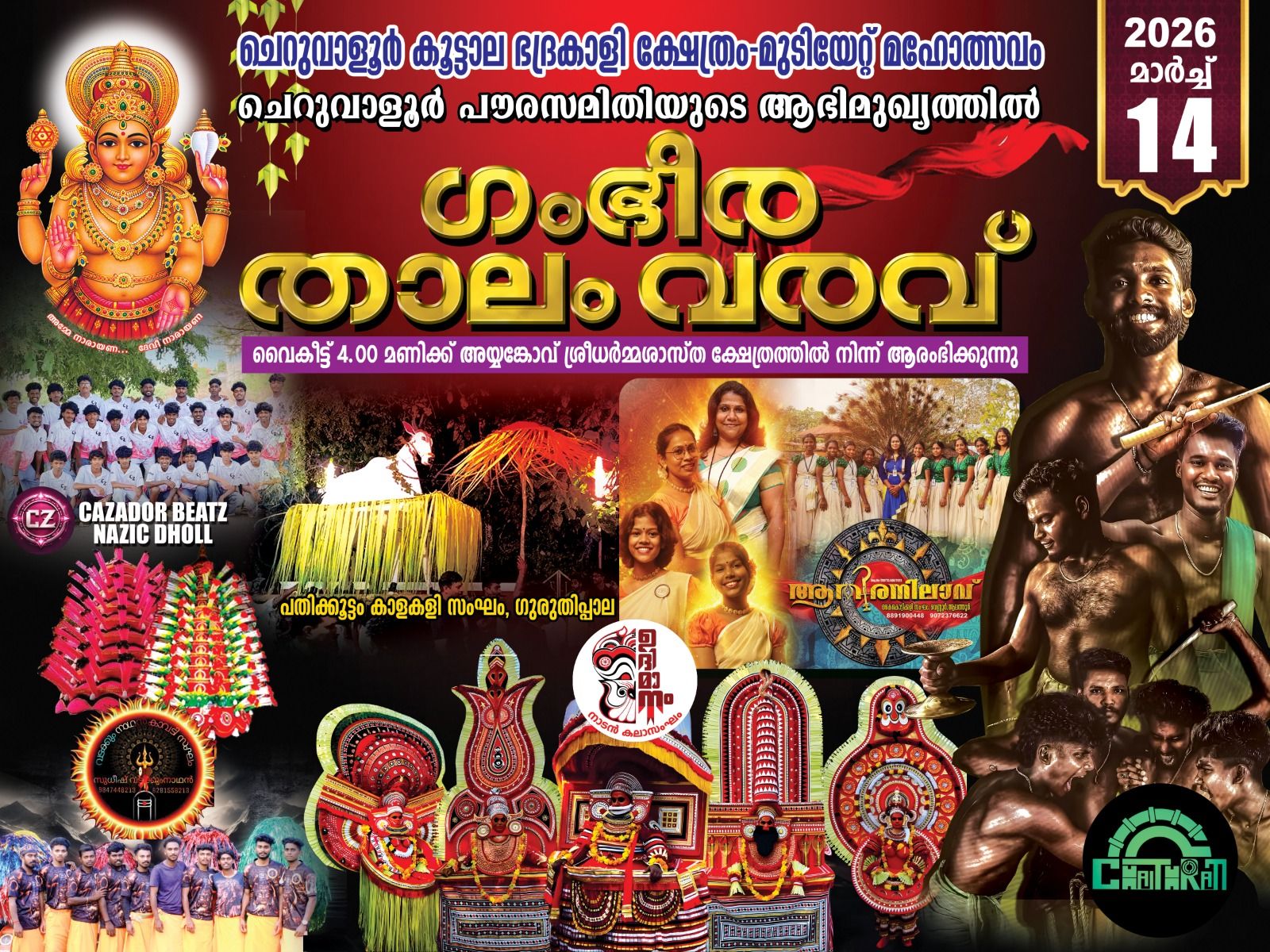 Mudiyettu Mahotsavam Cheruvaloor Kootala Bhadrakali Temple Thrissur Kerala