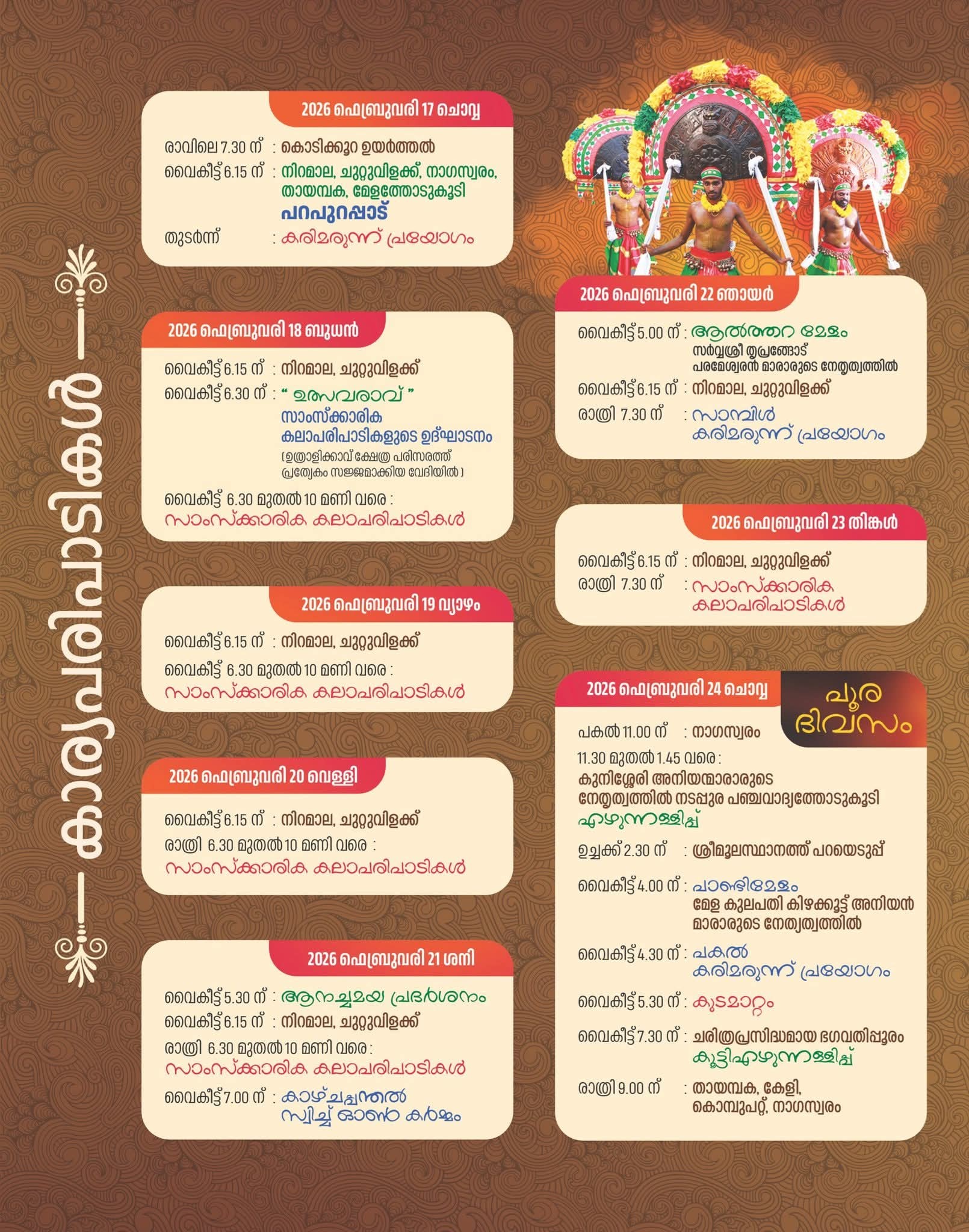 Panchavadyam performers at Uthralikkavu Pooram 2026