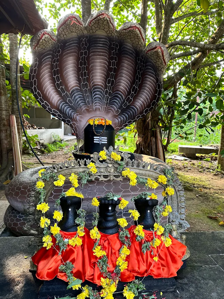Illuminated temple during Mahashivaratri festival at Chenkal Maheswaram