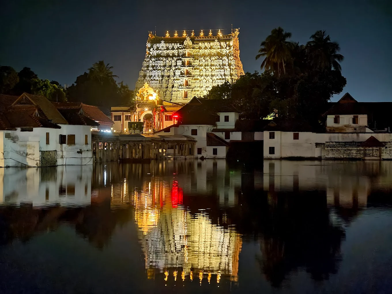 Ancient Padmanabhaswamy Temple architecture Kerala Dravidian style gopuram view